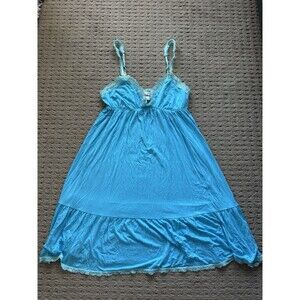 Victoria’s Secret Y2K Turquoise Lace Babydoll Slip Modal Nightgown Small